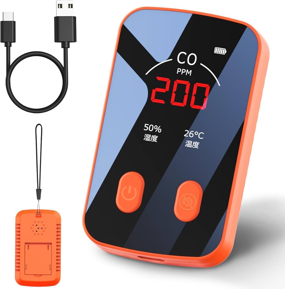 安全一酸化炭素チェッカーUSB 充電式薪ストーブ車中泊ガスストーブ